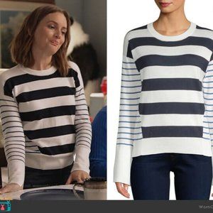 Joie Kaylara Sweater Med Blue White Mixed Stripe
